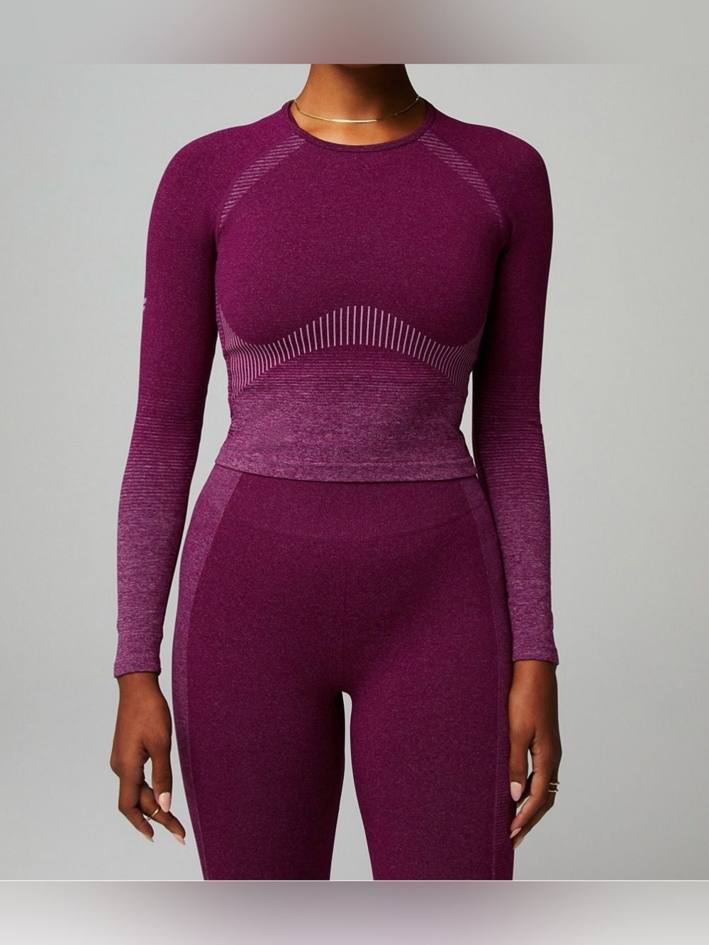 NWT Fabletics Dark Purple Long Sleeve Crop Athletic Top - Medium